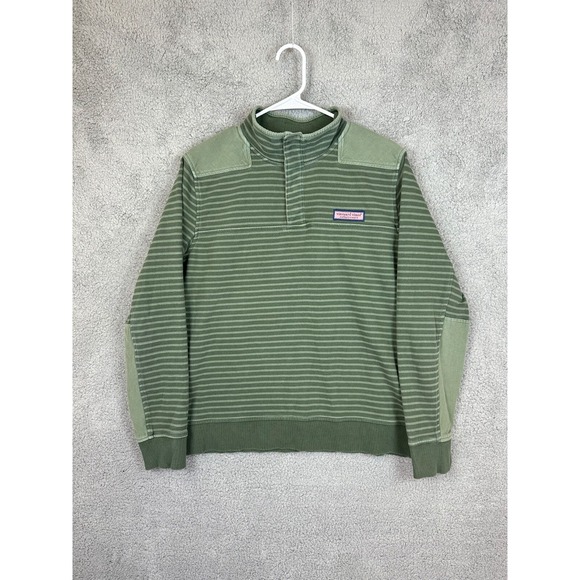 Vineyard Vines Pullover Mens Medium Green Sweater Snap Mock Casual Outdoor - Picture 3 of 14